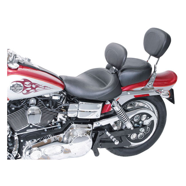 Wide Touring Solo Seat With Rider Backrest Black For 96-03 Dyna (NU)