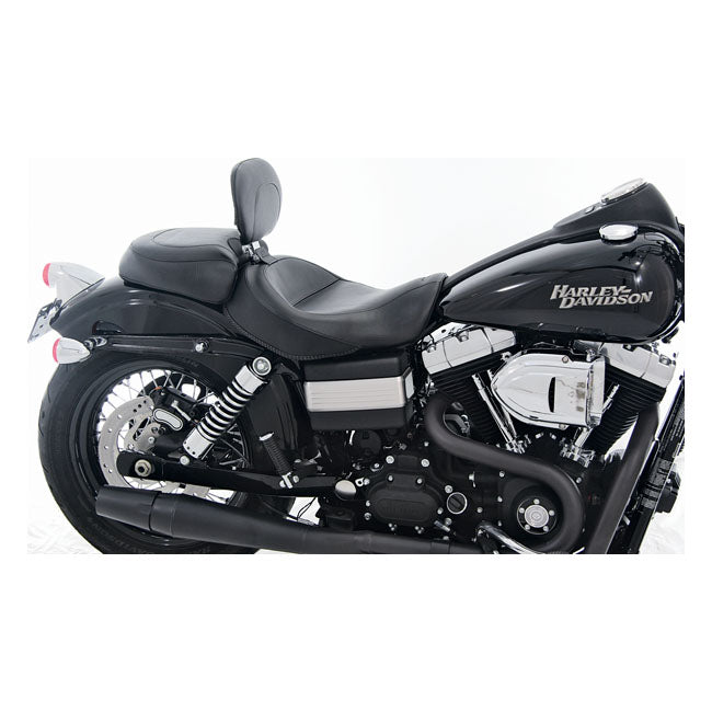 Wide Touring Solo Seat With Rider Backrest Black For 06-17 Dyna (Excl. 14-17 FXDF Fat Bob) (NU)