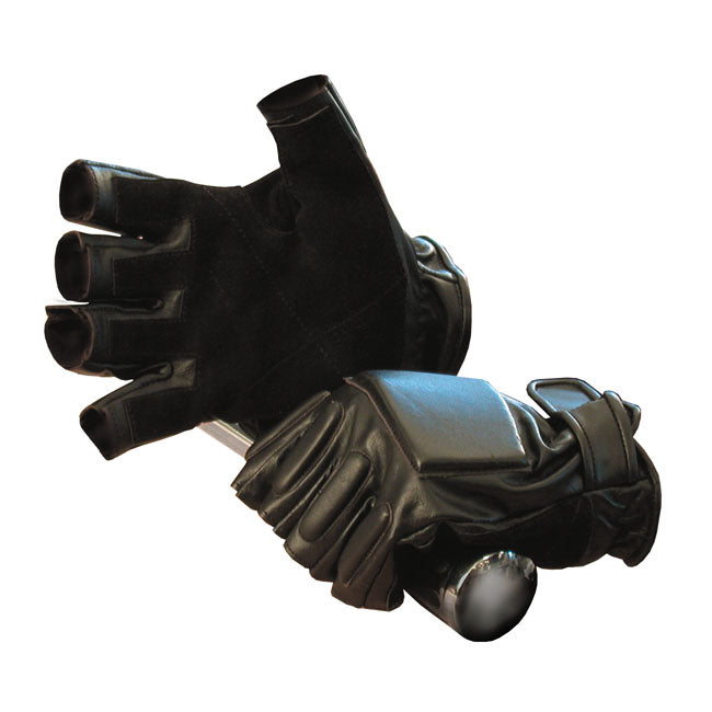 Motorcycle Storehouse Fostex Fingerless Leather Gloves Black