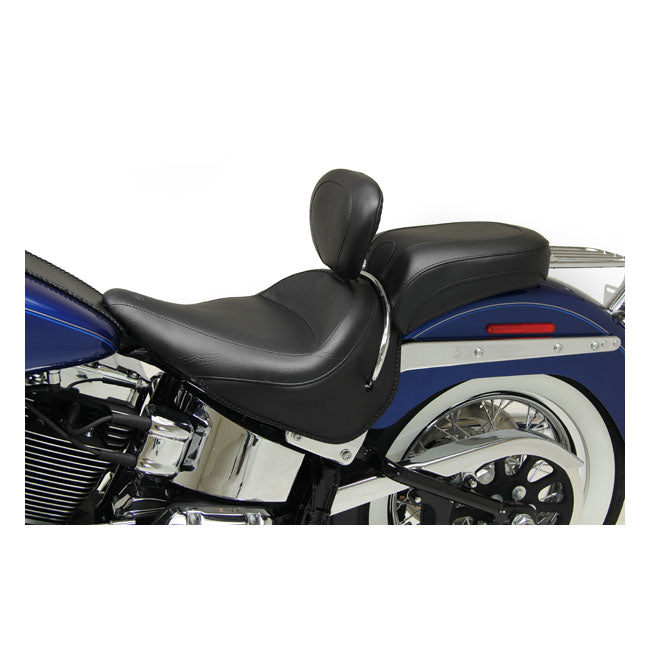 Wide Touring Solo Seat With Rider Backrest For 05-17 FLSTN Softail de luxe W/std rack (NU)