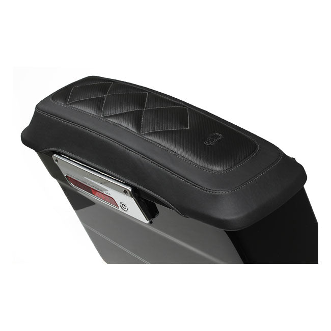 Mustang Saddlebag Lid Covers Black Carbon Diamond For 93-13 FLT / Touring (NU)