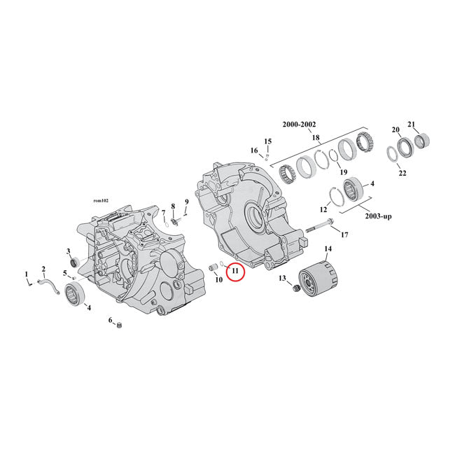 O-Ring Cylinder Head / Oil Pump Body / Crankcase For Cylinder to head stud oil return (With stock .062 Inch head gaskets) (4 used): 84-99 B.T.