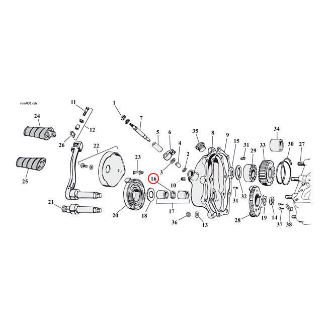 Flat O-Ring Kickstart Shaft For 52-79K