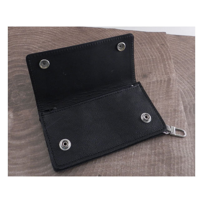Black Soft Leather Biker Wallet