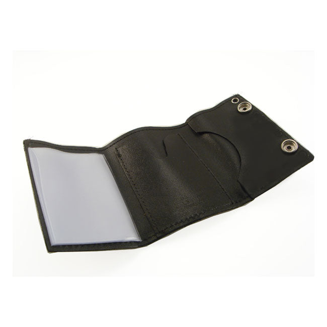 Black Leather Full Graintrifold Wallet