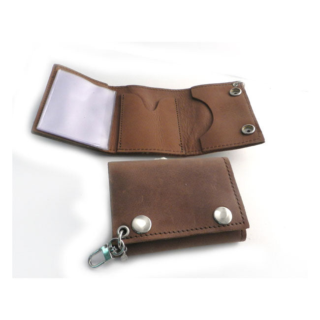Vintage Brown Leather Trifold Wallet