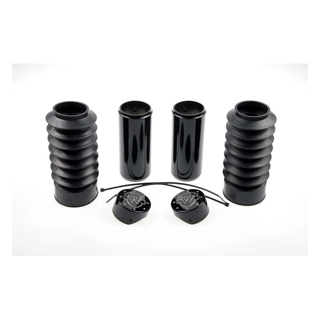 6 Pieces Fork Tube Cover Kit Gloss Black Logo For 18-21 Softail FXBR/S Breakout