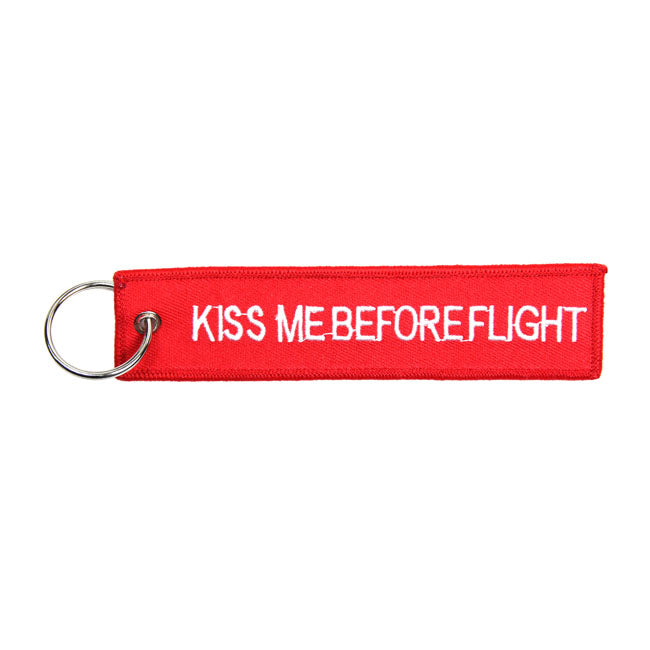 Motorcycle Storehouse Kiss Me Before Flight Keychain Red