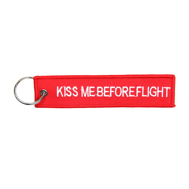 Motorcycle Storehouse Kiss Me Before Flight Keychain Red