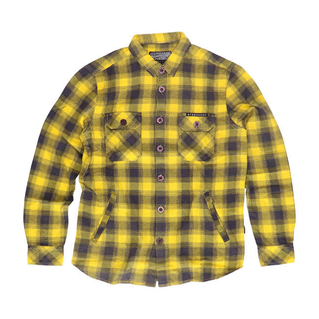 Motorcycle Storehouse Worker Flanel Shirt Yellow / Grey