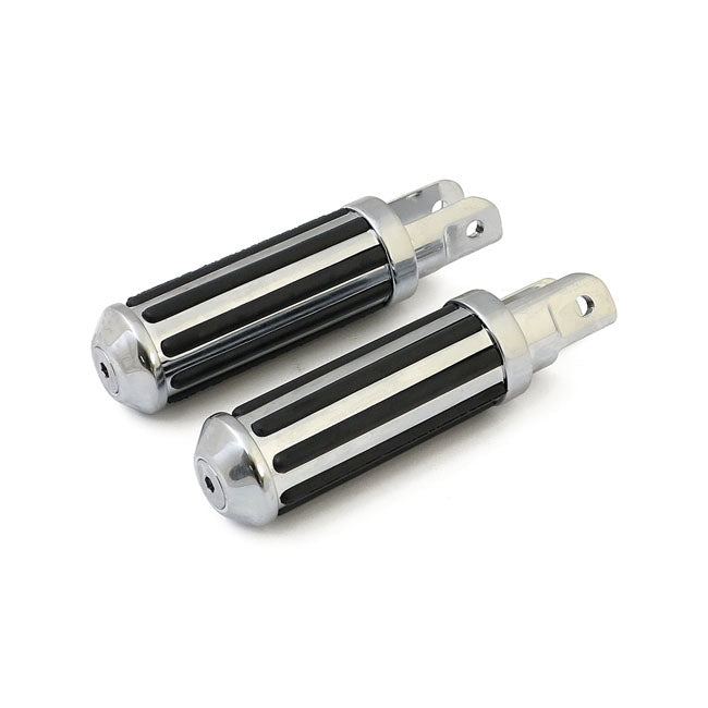 Rail Foot Pegs Small Diameter Chrome W/Rubber Inlays For Universal mount