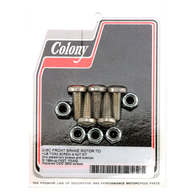 Front Brake Rotor Bolt & Nut Kit Flat Torx Zinc For 82-85 FLT