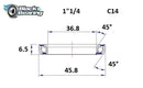 Headset Bearing - 36.8 X 45.8 X 6.5 MM | 45°/45°
