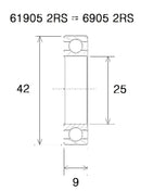B5 Bearing - 25 X 42 X 9 MM