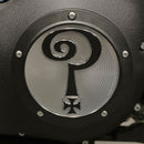Question Mark'' Derby Cover Matt Black/Clear For 99-17 Dyna
