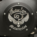 Indian Larry'' Logo Derby Cover Matt Black For 99-17 Dyna