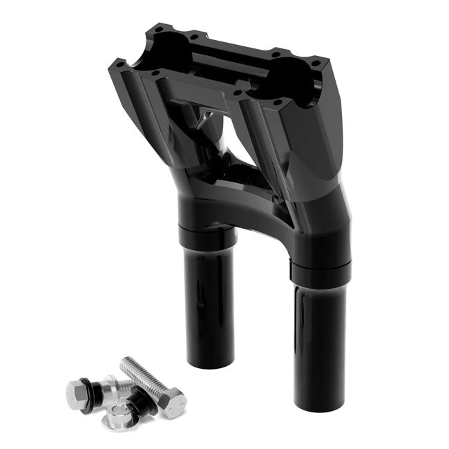 Topless Isolated Kickback Risers 8" Rise Black For H-D With 3.5" Center To Center Mount Holes
