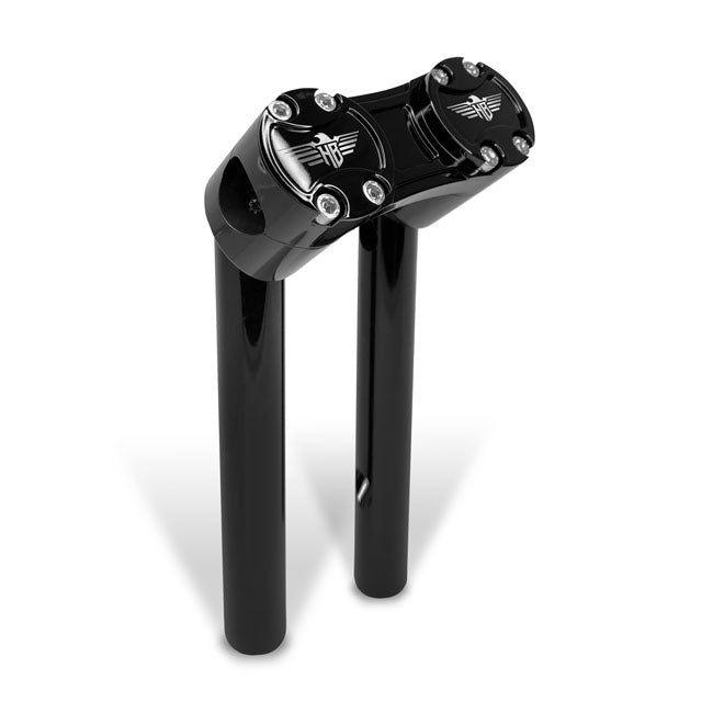 Clubstyle Pullback Risers 6 Inch Black/Black For Most H-D With 3.5 Inch Mount Bolt Spacing With 1-1/4 Inch (32mm) Handlebar Clamp Area