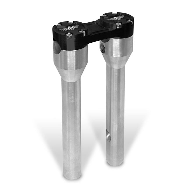 Clubstyle Straight Risers 10 Inch Silver/Black For Most H-D With 3.5 Inch Mount Bolt Spacing With 1 Inch Handlebar Clamp Area