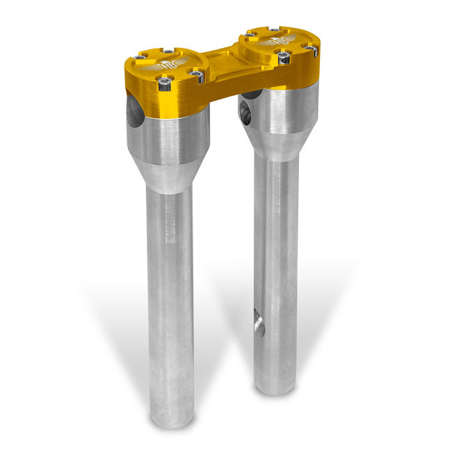 Clubstyle Straight Risers 10 Inch Silver/Gold For Most H-D With 3.5 Inch Mount Bolt Spacing With 1 Inch Handlebar Clamp Area