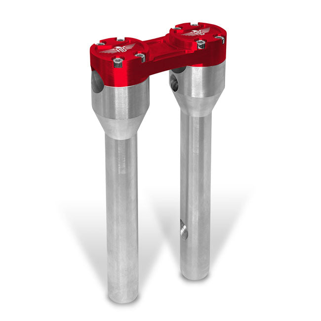 Clubstyle Straight Risers 10 Inch Silver/Red For Most H-D With 3.5 Inch Mount Bolt Spacing With 1 Inch Handlebar Clamp Area