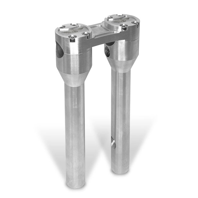 Ubj Risers Clubstyle Straight Risers 10 Inch Silver/Silver For Most H-D With 3.5