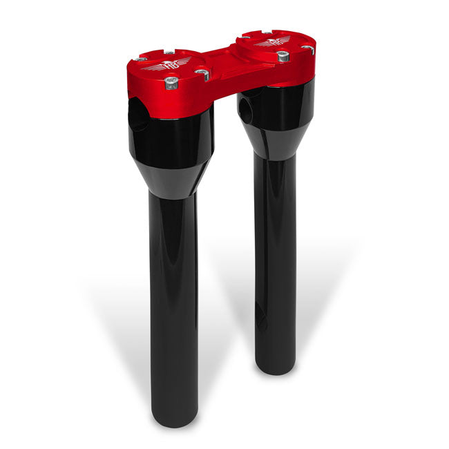 Clubstyle Straight Risers 12 Inch Black/Red For Most H-D With 3.5 Inch Mount Bolt Spacing With 1-1/4 Inch (32mm) Handlebar Clamp Area
