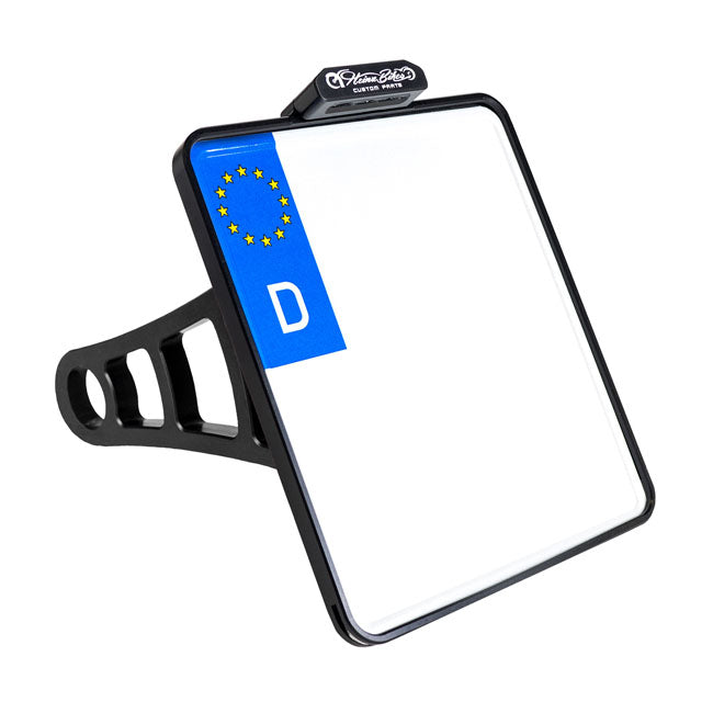 Side Mount License Plate Bracket Black For 91-05 Dyna - 220 X 200 MM