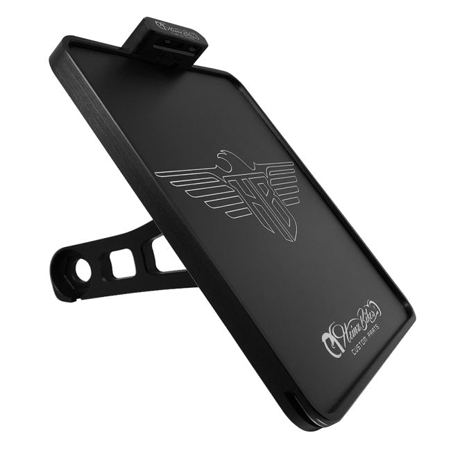 Side Mount License Plate Bracket Black For 15-21 Indian Scout - 180 X 200 MM