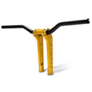 1-1/4" Phatbar & 14.5" Riser Kit Gold Ops For 82-25 H-D Mech. Or E-throttle With 3-1/2" Mount Bolt Spacing
