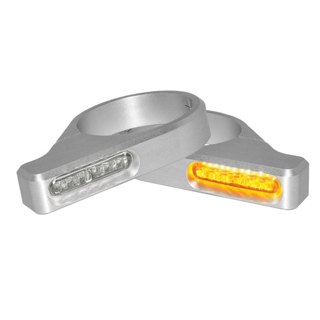 ZC-Line Classic LED Fork Turn Signal Set Silver For 47-49mm Forks