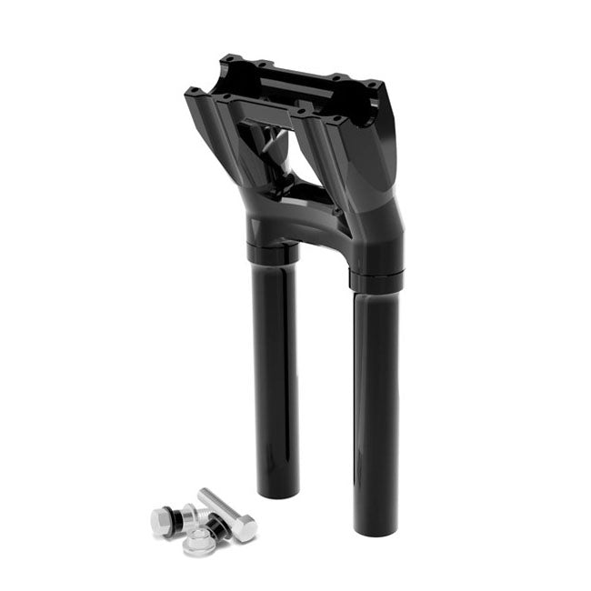 Topless Isolated Kickback Risers 12" Rise Black For H-D With 3.5" Center To Center Mounting Holes