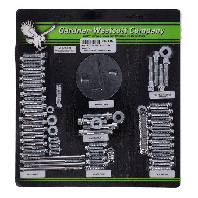 Motor Engine Set 12 Point Bolts Chrome