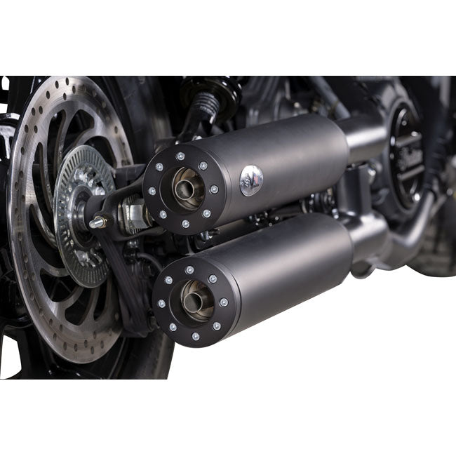 Chubby 90Mm Slip-On Muffler Set Black For 15-20 Indian Scout