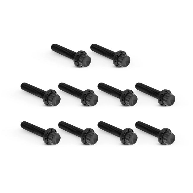 Titanium 12-Point Cam/Point Cover Bolt Kit Black For 99-17 Twin Cam (NU)