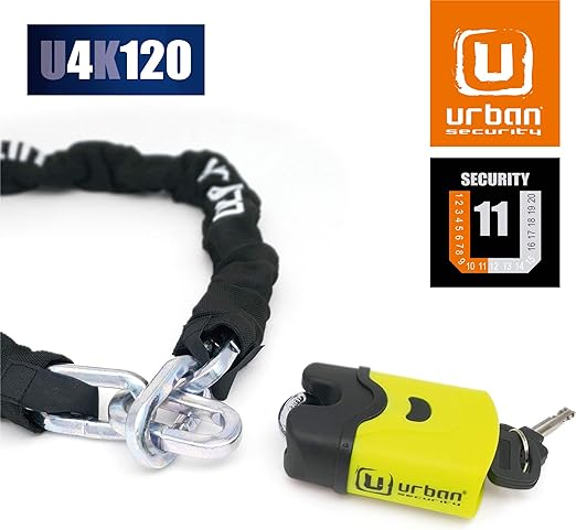 Security U4K120 120 CM Motorcycle Chain + Lock - Security Level 11