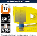 Security UR210Y Motorcycle Disc Lock + Reminder Cable - Security Level 17