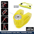 Security UR210Y Motorcycle Disc Lock + Reminder Cable - Security Level 17