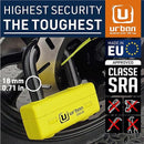 Security UR75 Motorcycle Disc Lock + Reminder Cable - Security Level 18