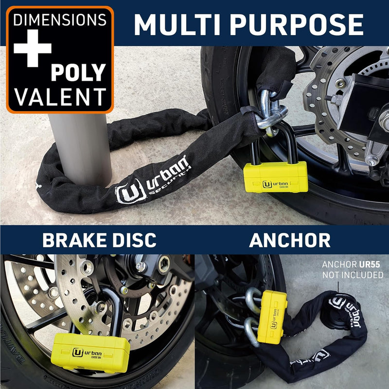 Security UR75120 120 CM Motorcycle Chain + Lock - Security Level 20