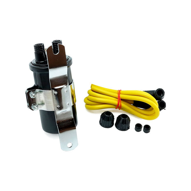 Round Custom Ignition Coil Kit Black - 12V