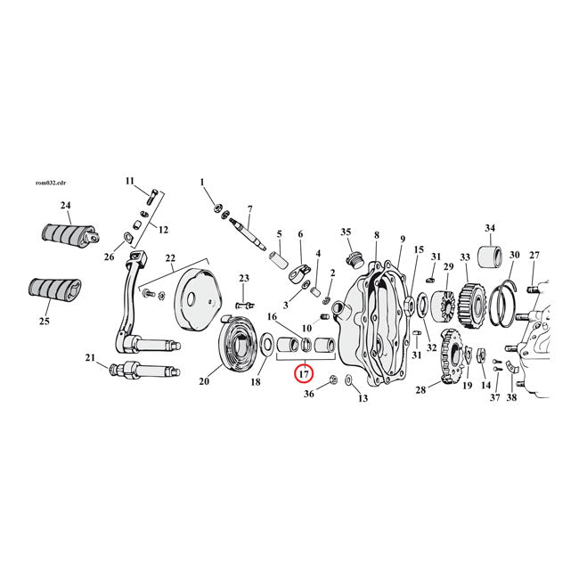 Kickstart Shaft Bushing Kit Std For 36-86 4-SP B.T.NU