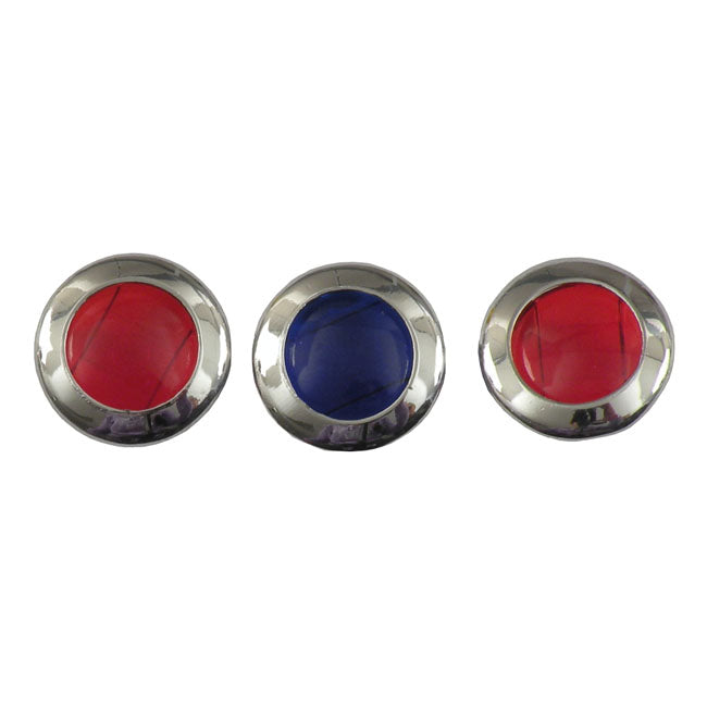 Replacement Lens Set For 3-Light 62-67 Dash Red & Blue For 62-67 H-D & customs With 3-light dash