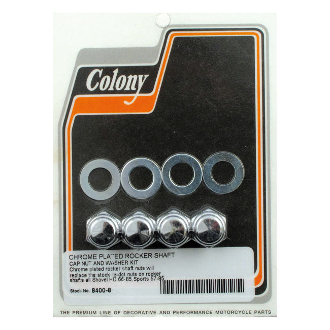 Rocker Shaft End Nut Set Cap Style Chrome For 66-84 Shovelhead