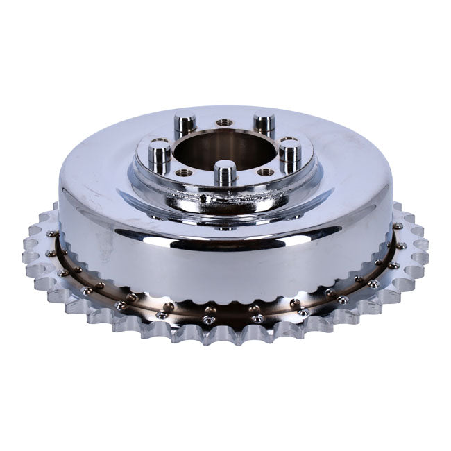 Flathead Rear Brake Drum & Sprocket Chrome - 45 Inch