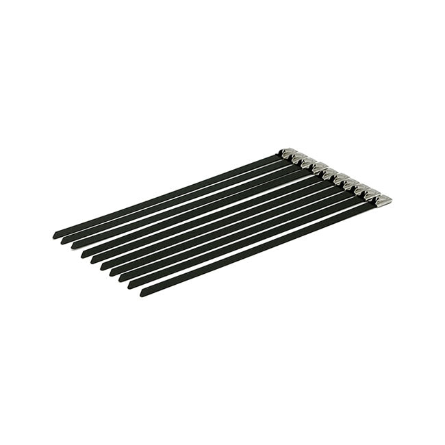 Exhaust Tie Wraps 8 Inch Long Black Stainless For Up to 2 Inch diameter exhaust pipes