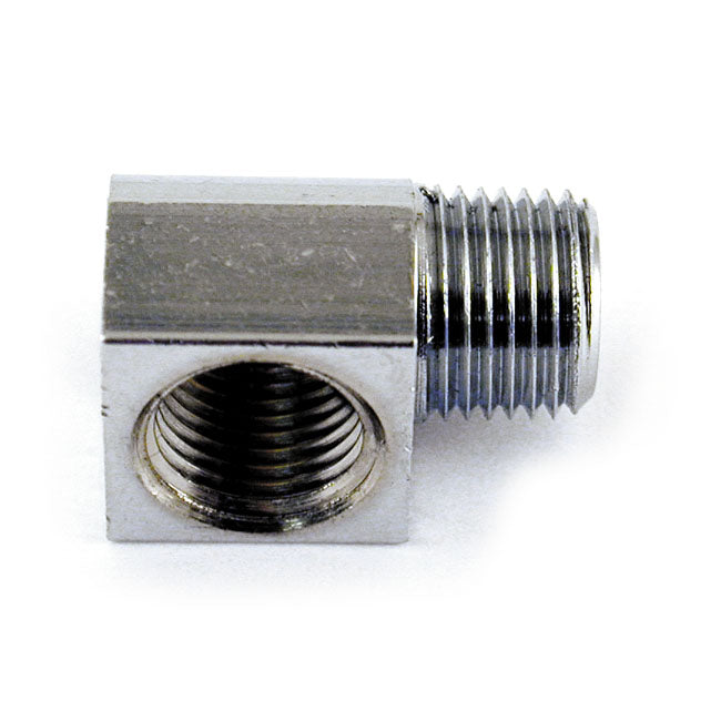 Oil Fitting Adapter 90 Degree Chrome