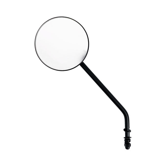 Steel 4 Inch Round Mirror Black Long Stem For 65-UP H-D