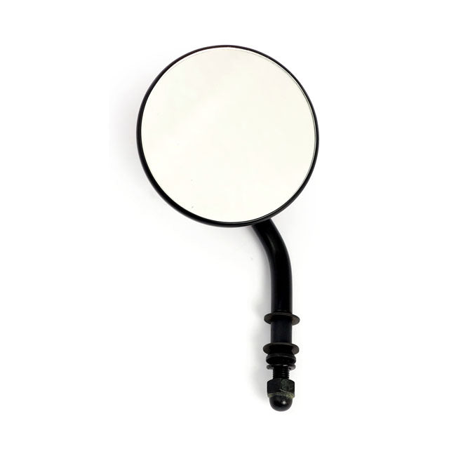 Steel 3 Inch Round Mirror Black Short Stem For 65-UP H-D