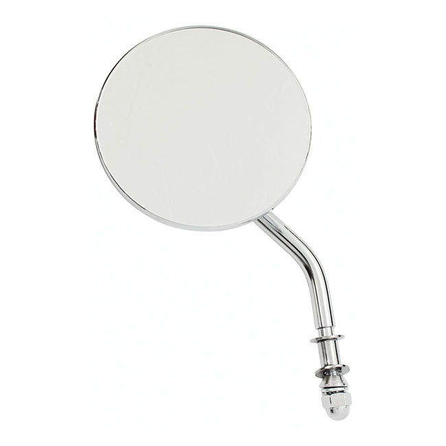 Steel 4 Inch Round Mirror Chrome Short Stem For 65-UP H-D